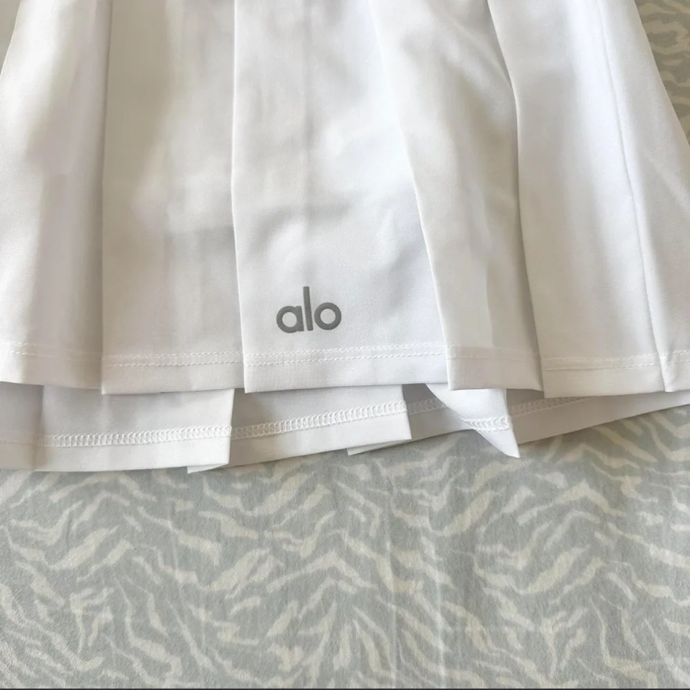 ALO Yoga White Pleated Skater Skirt